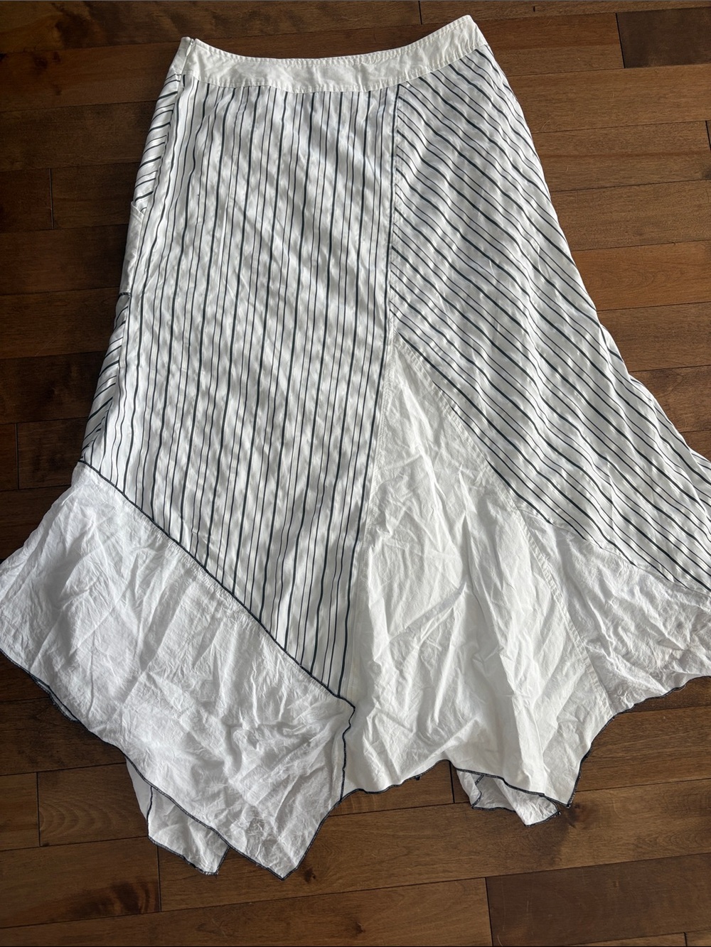 Asymmetrical White & Black Striped Women’s Skirt - Picture 10 of 10